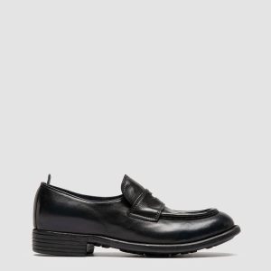CALIXTE 020 - Navy Leather Penny Loafers