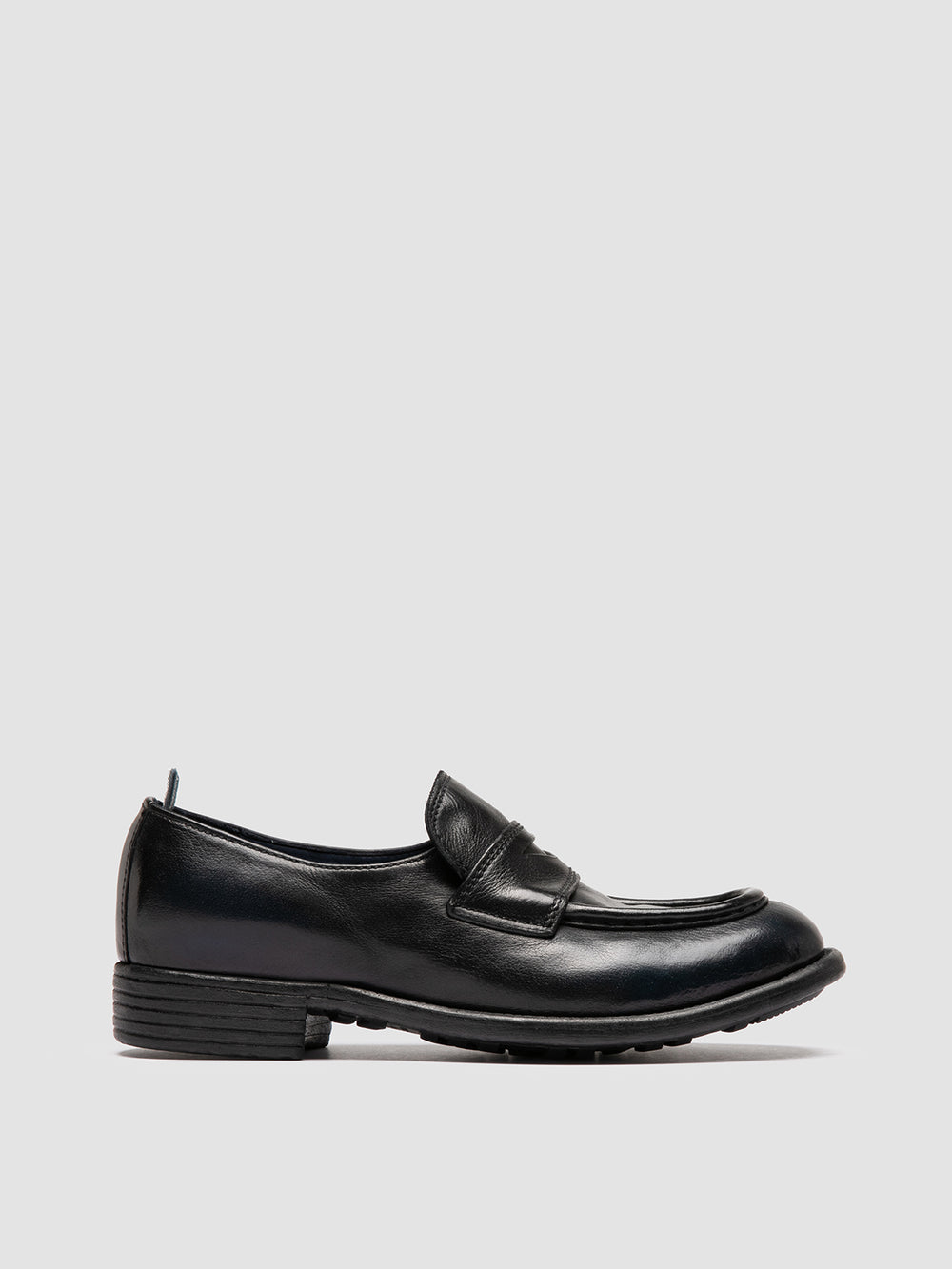 CALIXTE 020 - Navy Leather Penny Loafers