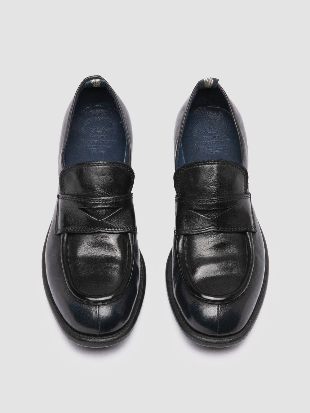 CALIXTE 020 - Navy Leather Penny Loafers - Image 2