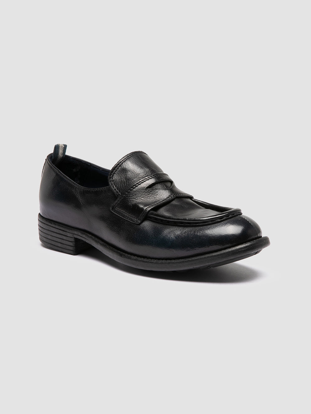 CALIXTE 020 - Navy Leather Penny Loafers - Image 3