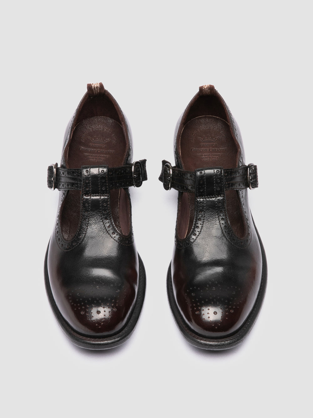 CALIXTE 071 - Burgundy Leather T-Bar Shoes - Image 2