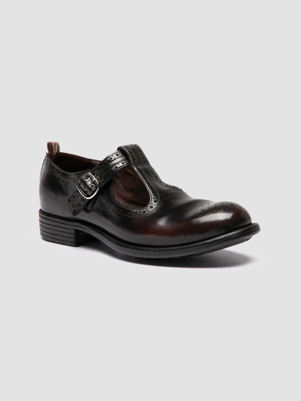 CALIXTE 071 - Burgundy Leather T-Bar Shoes - Image 3