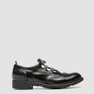 CALIXTE 084 - Black Leather Derby Shoes