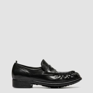 CALIXTE 085 - Black Leather Penny Loafers