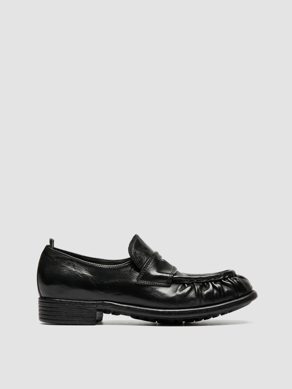 CALIXTE 085 - Black Leather Penny Loafers