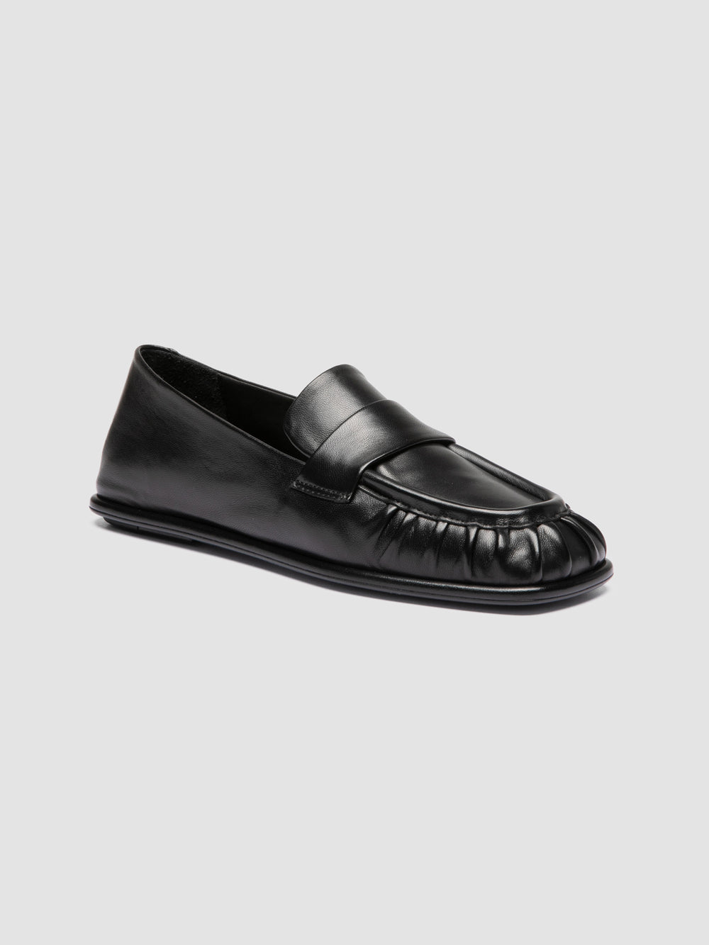CLOVER 005_W - Black Leather Penny Loafers - Image 4