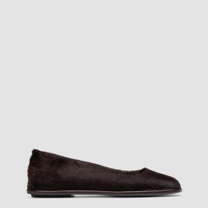 CLOVER 008_W - Burgundy Leather Ballerina Shoes