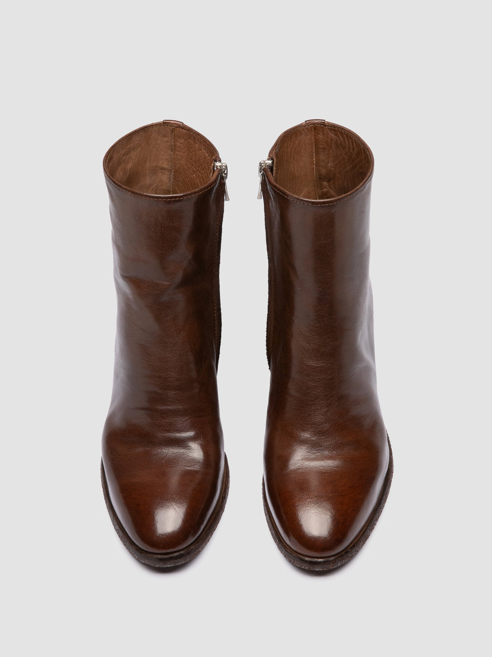 DELICE 005 - Brown Leather Zipped Boots - Image 2
