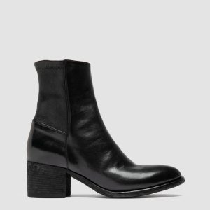 DENNER 127 - Black Leather Zipped Boots
