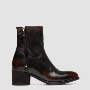 DENNER 129 - Brown Leather Zipped Boots