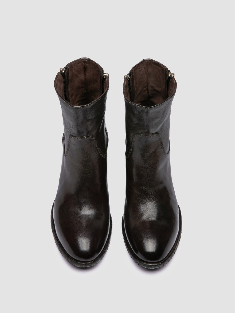 DENNER 129 - Grey Leather Zipped Boots - Image 2
