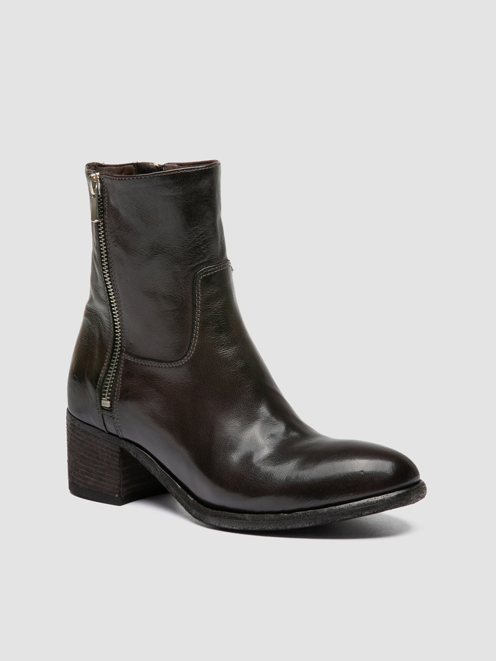 DENNER 129 - Grey Leather Zipped Boots - Image 3