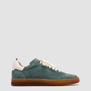 GINNASIO 101 - Green Leather and Suede Low Top Sneakers