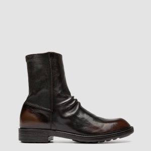 DIARY 115 - Brown Stretch Leather Boots