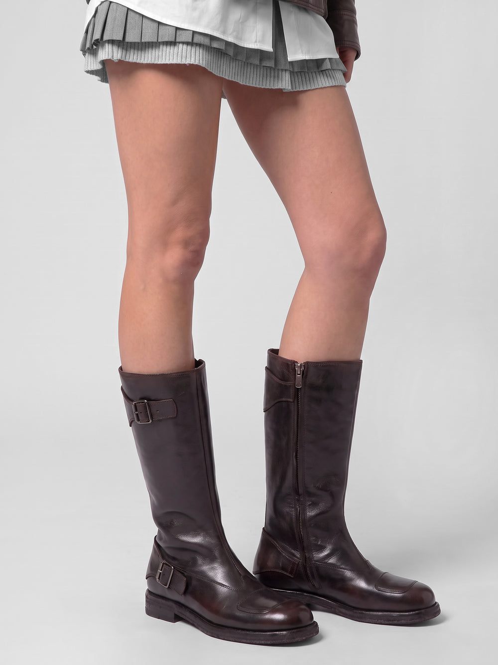 EPHYMERAL 004 - Brown Leather Zipped Boots - Image 2