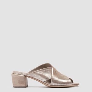 HADRY 007 - Gold Leather Slide Sandals