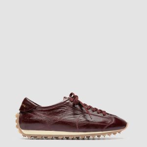 JARRED 102_W - Burgundy Leather Low Top Sneakers