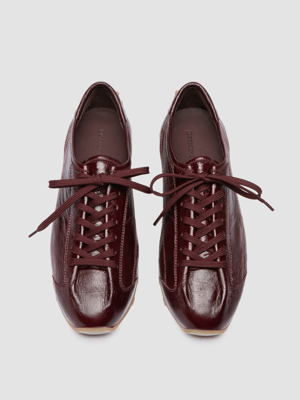 JARRED 102_W - Burgundy Leather Low Top Sneakers - Image 2