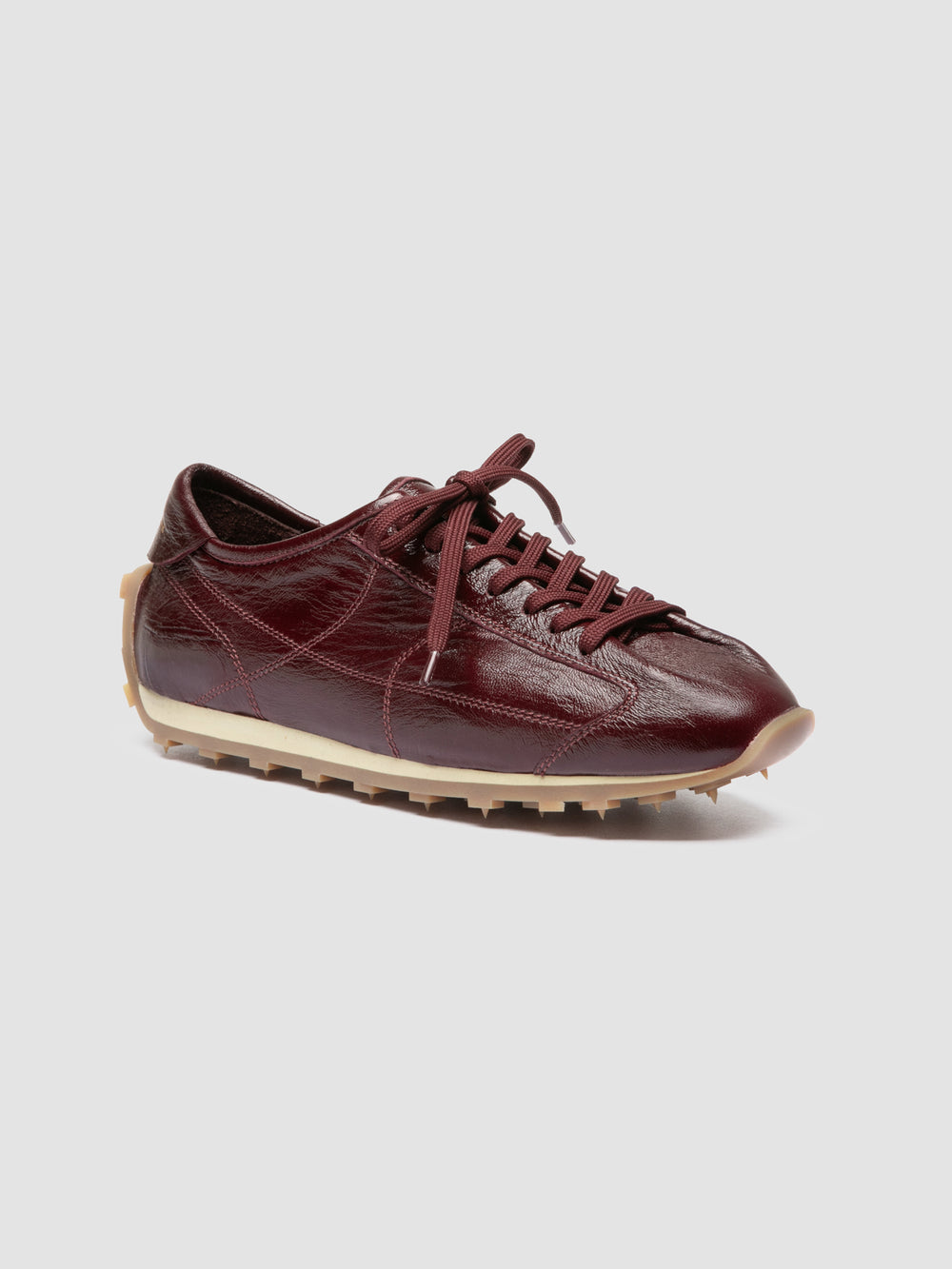 JARRED 102_W - Burgundy Leather Low Top Sneakers - Image 3