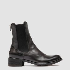 LISON 017 - Grey Leather Chelsea Boots