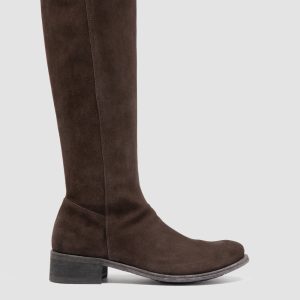 LISON 035 - Brown Stretch Suede Boots