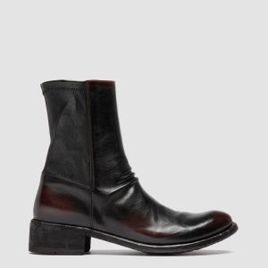 LISON 041 - Burgundy Leather Ankle Boots