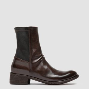 LISON 041 - Brown Leather Zipped Boots