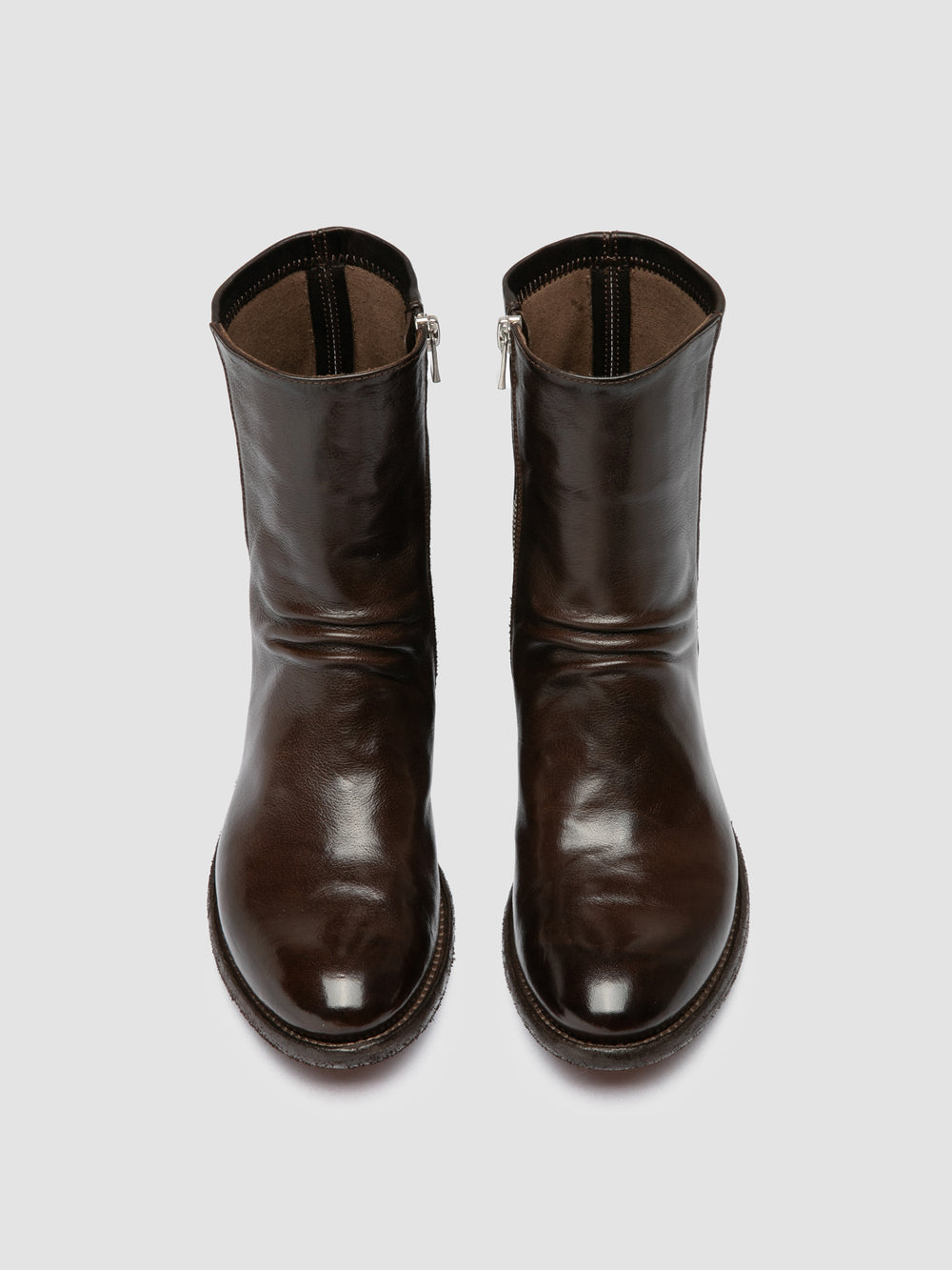 LISON 041 - Brown Leather Zipped Boots - Image 2