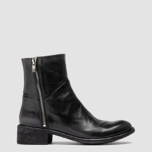 LISON 066 - Grey Leather Zipped Boots