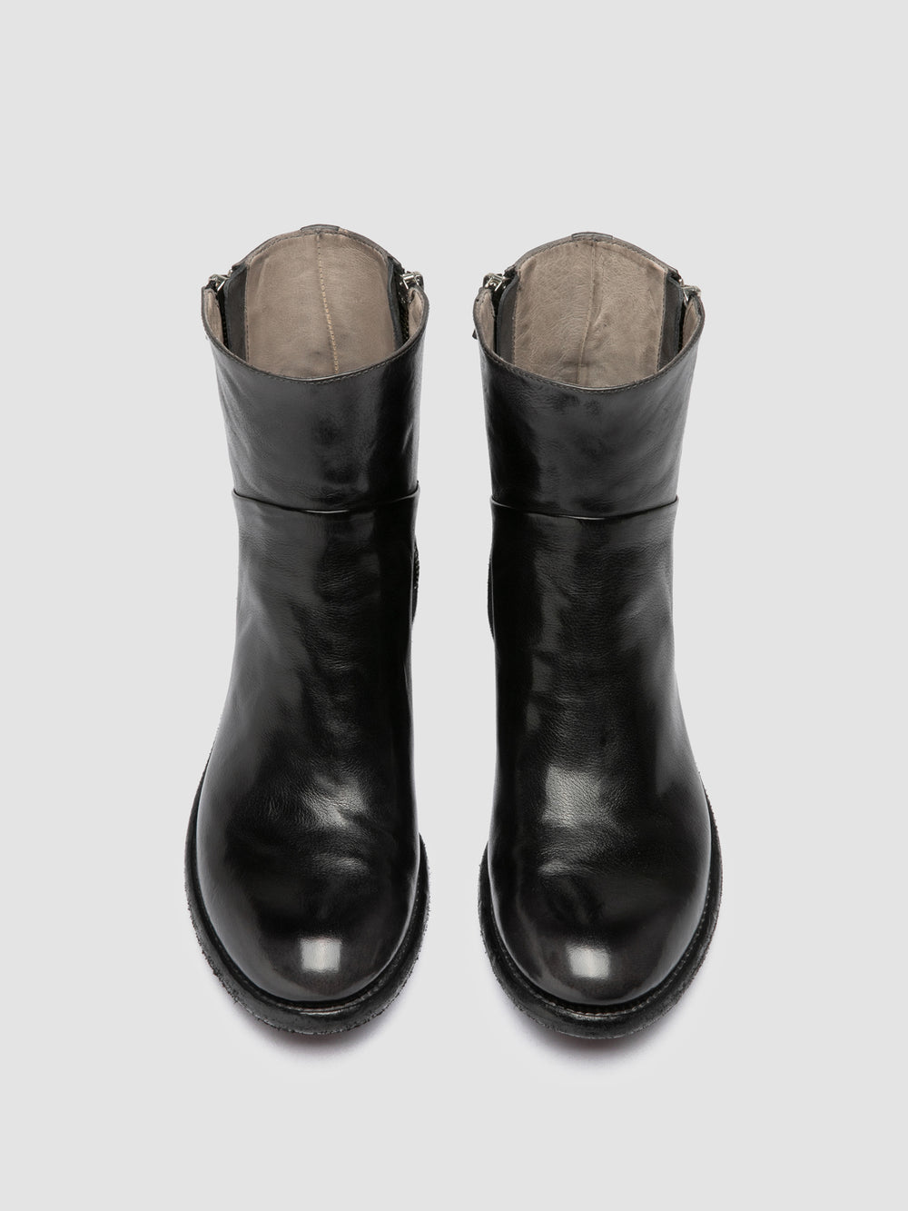 LISON 066 - Grey Leather Zipped Boots - Image 2