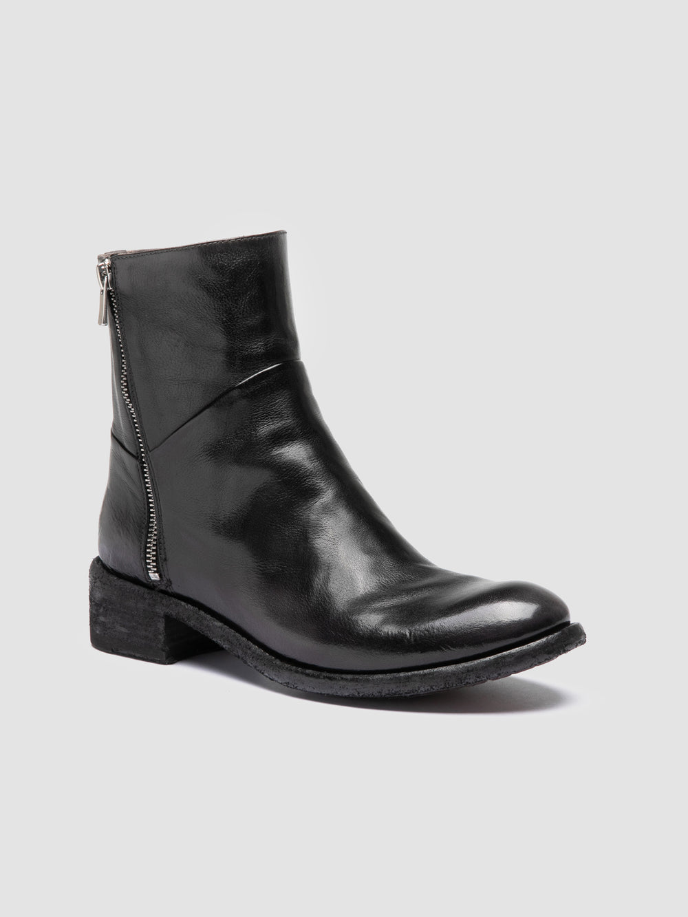 LISON 066 - Grey Leather Zipped Boots - Image 3