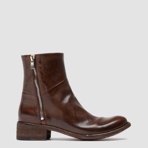 LISON 066 - Brown Leather Zipped Boots