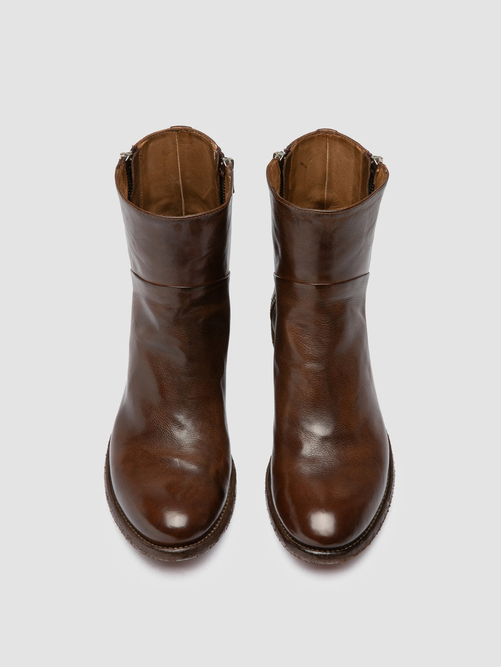 LISON 066 - Brown Leather Zipped Boots - Image 2