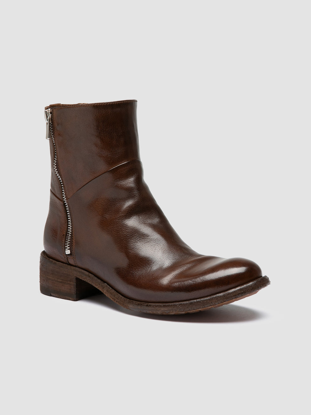 LISON 066 - Brown Leather Zipped Boots - Image 3