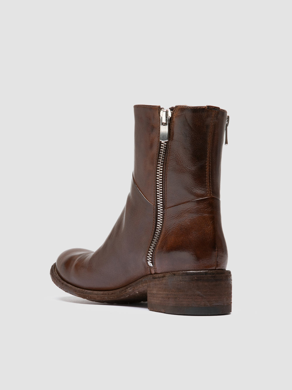 LISON 066 - Brown Leather Zipped Boots - Image 4