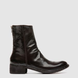 LISON 069 - Brown Leather Zip Boots