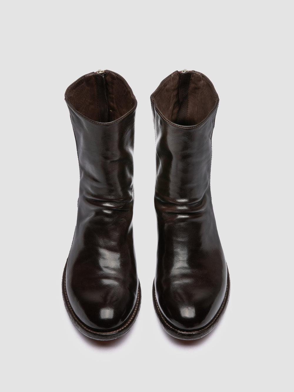 LISON 069 - Brown Leather Zip Boots - Image 2