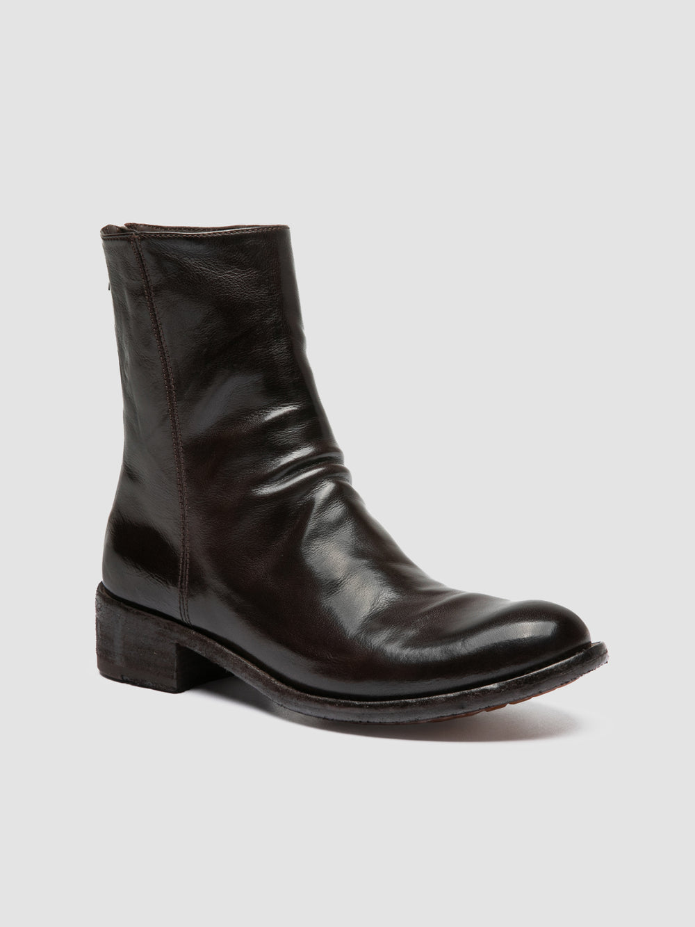 LISON 069 - Brown Leather Zip Boots - Image 3