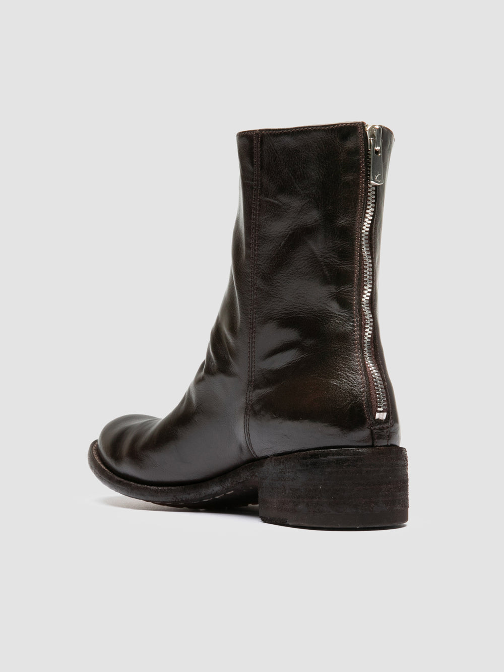 LISON 069 - Brown Leather Zip Boots - Image 4