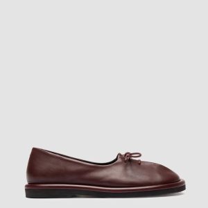 MARJORY 104 - Burgundy Leather Ballerina Shoes