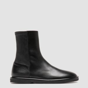 MARJORY 106 - Black Leather Zipped Boots