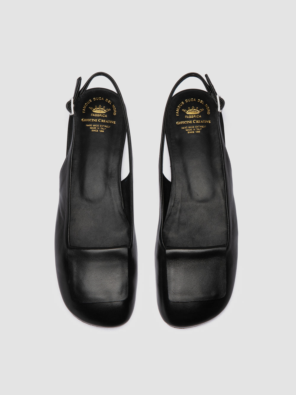 MEREDITH 001 - Black Leather Sling Back Sandals - Image 2