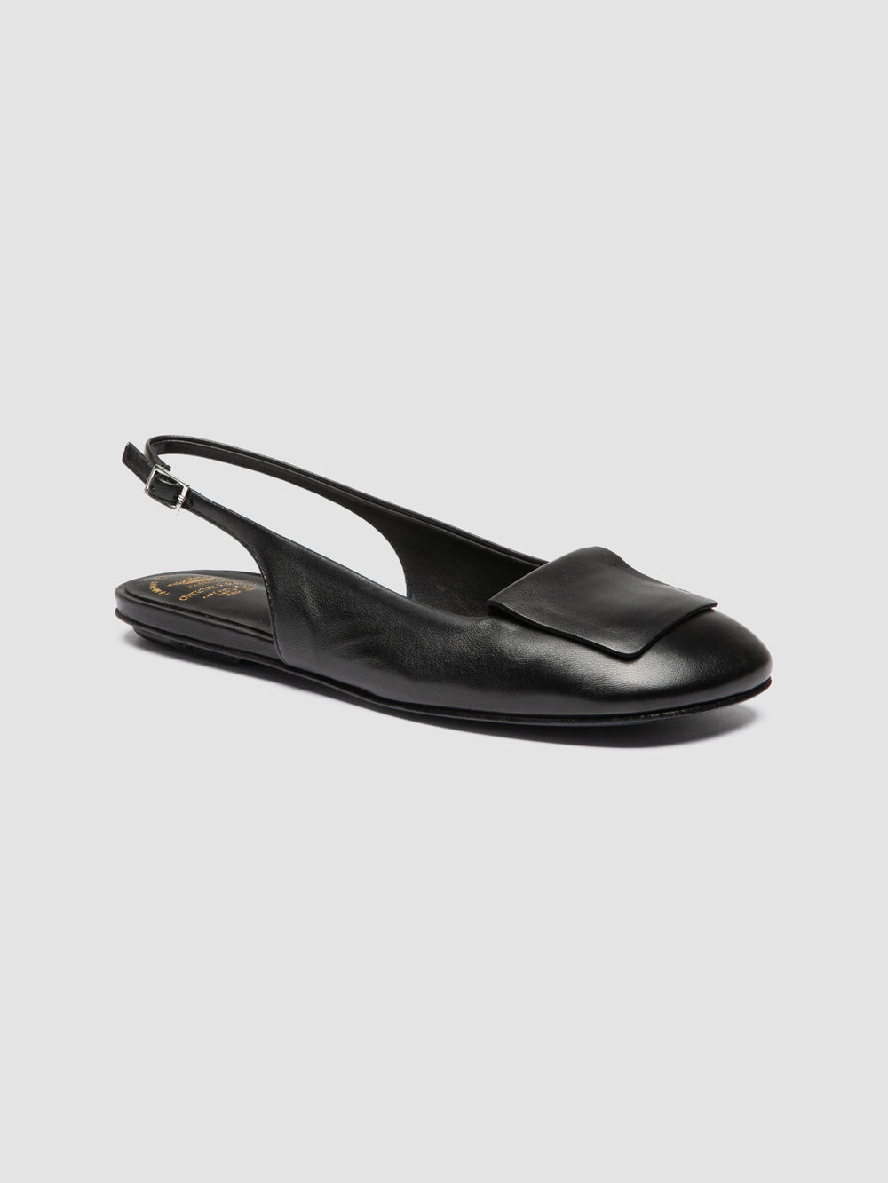 MEREDITH 001 - Black Leather Sling Back Sandals - Image 3
