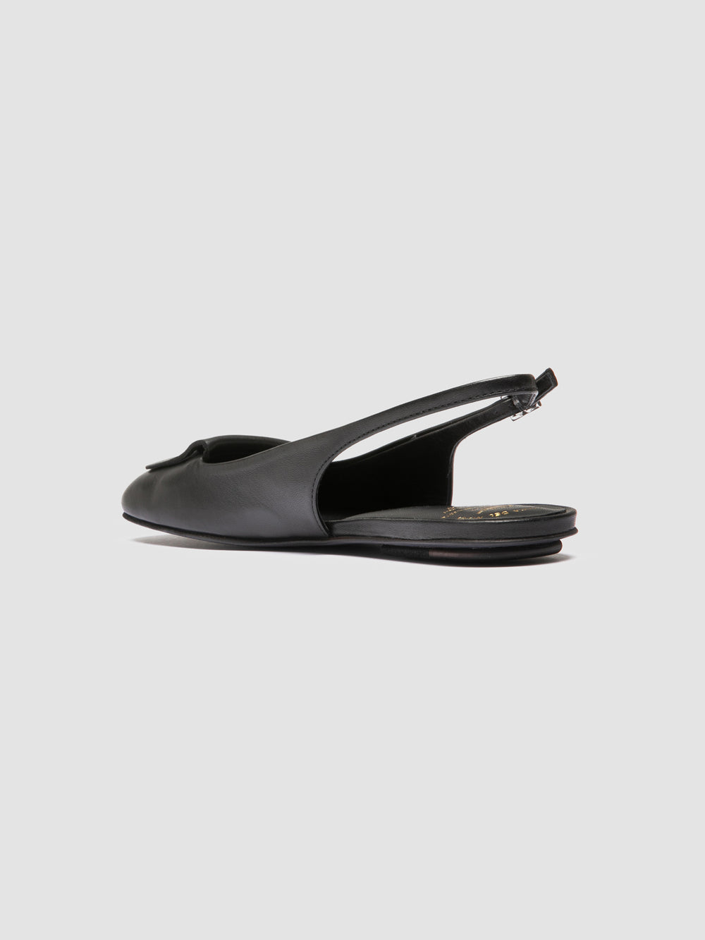 MEREDITH 001 - Black Leather Sling Back Sandals - Image 4