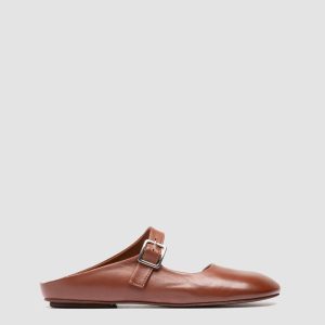 MEREDITH 005 - Brown Leather Mule Sandals
