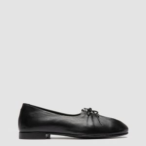 OLIVER 102 - Black Leather Ballerina Shoes