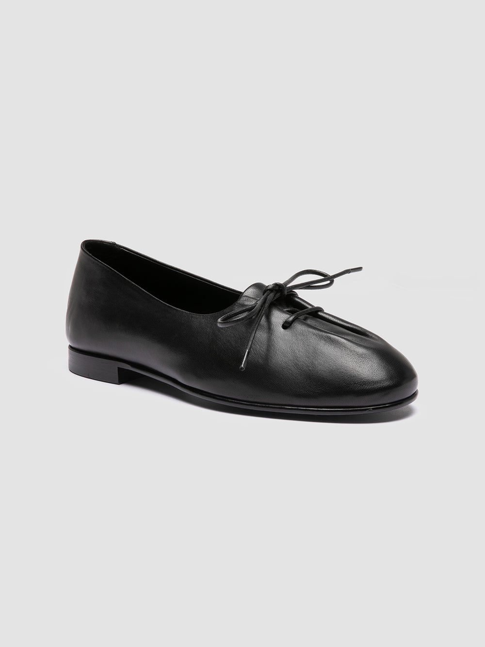OLIVER 102 - Black Leather Ballerina Shoes - Image 3