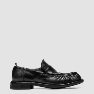 RUGGED 123_W - Black Leather Penny Loafers