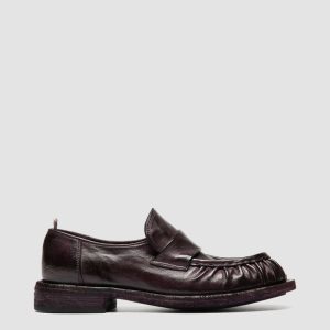 RUGGED 123_W - Burgundy Leather Penny Loafers