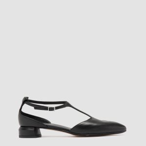 SAGE 103 - Black Leather T-Bar Shoes